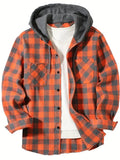 Men's Shirts Classic Plaid Casual Button Down Hooded Long Sleeved Double Pockets Shirt Hoodie Flannel Jacket Tops MartLion LB404-LianMao-juse L 