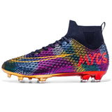 Football Boots TF FG Training Grass Outdoor Professional  Soccer Shoes Men's Women Adult Teenager Non-Slip Soccer Cleats Sneakers MartLion WJS-2088-C-DarkBlue 35 