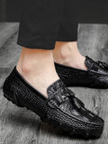 Men's Loafers Genuine Leather Driving Shoes Casual Brand Loafer Casual Tassel Slip on Moccasins Mart Lion   