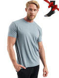 100% Merino Wool T Shirt Men's Base Layer Merino T shirt 180G Everyday Undershirt Wicking Breathable Anti-Odor + Hiking Socks MartLion Silver Gray USA Size M 