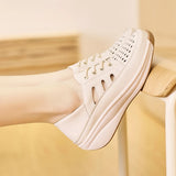 Microfiber Hollow Women sneakers Summer shoes Lady Heel Height 4.0cm Wedding loafers MartLion   