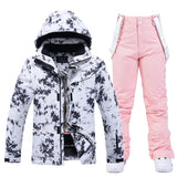 Letter Women Ski Suit Winter Windproof Waterproof Snowboard Jacket Pants Snow Walking Clothes Female Snowsuit MartLion 6 XS 