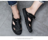 Men's Leather Sandals Summer Classic Shoes Slippers Soft Roman Outdoor Walking Footwear Mart Lion   