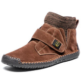 Autumn Winter Retro High-top Men's Casual Shoes Suede Leather Flat MartLion brown 7009-2 38 CHINA