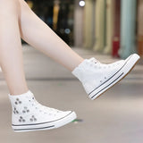 Canvas Shoes Inner Zipper Casual Women's Shoes Triangular Belt with Drilled Holes Short Boots Sneakers Women MartLion   
