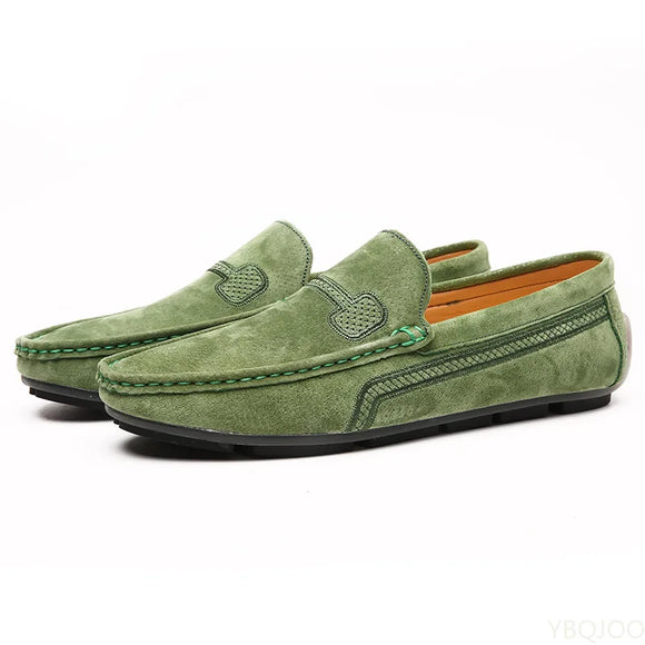  Genuine Leather Men's Loafers Zapatos De Hombre Formal Dresses Shoes Casual Green Orange Moccasin Sneakers Flats MartLion - Mart Lion