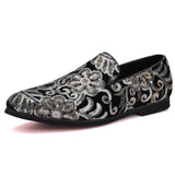 Golden Sapling Embroider Men's Loafers Elegant Wedding Shoes Leisure Flats Vintage Party Loafers MartLion Black 38 