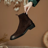 Autumn Women Boots Brown Chelsea Genuine Leather Shoes Winter Retro Leather Ladies MartLion   