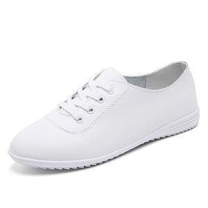 Women Flats Shoes Genuine Walking Spring Casual Flat Non Slip Nursing MartLion WHITE 35 insole 22.5cm 