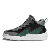 Spring and Summer Men Sports Leisure Mid-top Sneakers Youth Trend Color-blocking Thick-soled Mart Lion black green 39 