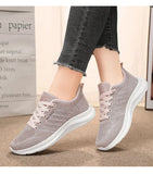 Spring and Autumn Women's Casual Sports Shoes Knitted Upper Breathable Shoes Pink Black MartLion   