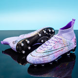 Soccer Shoes Men's AG/TF Football Boots Light Breathable High-top Soccer Cleats Sneakers Outdoor Sports Mart Lion see chart 3 38 