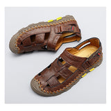 Leisure Beach Men's Sandals Summer Shoes Safety toe Hand-made Leather Adult Mart Lion   