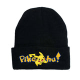 Pikachu Hat Beanie Hat Anime Kawaii Winter Warm Knitted Black Cap Kids Men's Women Girls Boys Cartoon Hip-hop MartLion G  