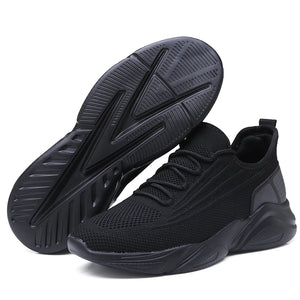 Four Seasons Slip-on Sports Men's Shoes Wear-resistant Outsole Black Anti-skid Soft Trend Lace Up Mesh Casual MartLion black 39 
