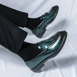 Glitter Leather Dress Shoes Men's Slip-on Casual Platform Wedding Party Zapatos De Hombre MartLion   