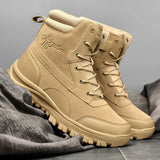 Men's Waterproof Leather Hiking Work Boots Non-Slip Lightweight Military Combat Tactical Breathable Non-Slip Desert MartLion   