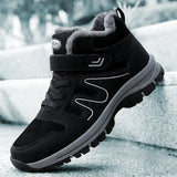 Winter Men's Boots Plush Leather Waterproof Sneakers Climbing Shoes Unisex Women Outdoor Non-slip Warm Hiking MartLion Black(09) 45(27.5CM) 