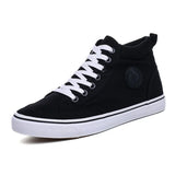 Men's High top Footwear Canvas Shoes Flat High top Casual Cool Street Classic Black White MartLion Black and white 8.5 