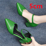 Women Cute Black Pu Leather Spring Office Square Heel Shoes Lady Pumps MartLion