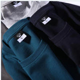 Men's t-Shirt 180g Cotton Shirt Solid Color Long-Sleeved Loose Round Neck Bottoming Tops Tees Mart Lion   