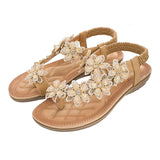 Sandals Women's Flower Accessories Round Toe Clip-in Flat Shoes Play Travel Beach MartLion   