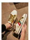 Embroidered Leather Shoes Couple Flats Sneakers Comfort Men's Skateboarding Unisex Casual Women Footwear MartLion   