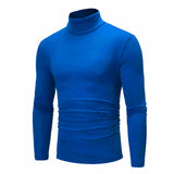 Autumn Winter Men's Thermal Long Sleeve Roll Turtleneck T-Shirt Solid Color Tops Slim Basic Stretch Tee Top MartLion Navy M CHINA