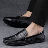 Super Soft Men's Moccasins Slip On Loafers Flats Casual Footwear Crocodile Microfiber Leather Shoes Mart Lion   