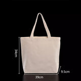 Women Men Handbags Canvas Tote bags Reusable Cotton grocery High capacity Shopping Bag MartLion White 39x34x9.5cm  