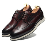Design Men's Semi-Brogue Derby Shoes Real Cow Leather Handmade Wingtip Sneaker Oxfords Lace-up Stuff Footwear MartLion   