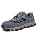 Mens Safety Boots Lightweight Anti-Smash Anti Piercing Steel Toe Work Shoes Summer Construction Site Indestructible Sneakers MartLion grey 39 United States