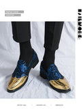 Spring Men's Shoes Gold Blue Adult Dress Footwear Slip-on Casual Zapatos Party Formal Mart Lion   