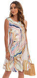 Summer Women's knee-length pink tie-dye print design dress Casual MartLion   