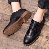 Brogue Men's Dress Shoes Elegant Microfiber Leather Formal Oxfords Mart Lion   