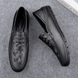 Crocodile Print Men's Moccasins Slip Loafers Flats Casual Footwear Genuine Leather Shoes Mart Lion   