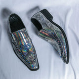 Men's Formal Shoes Luxury Brand Point Toe Chelsea Couples Glitter Leather Party Zapatos De Vestir MartLion   