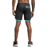 Men's Running Shorts Summer Sportswear Double-deck Short Pant 2 In 1 Training Workout Clothing Gym Fitness Sport Mart Lion   