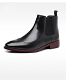 Men's Classic Retro Chelsea Boots Brogue Leather Ankle British Style Short Casual Shoes MartLion   
