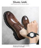 Green Leather Shoes Men's Low Working Lace-up Platform Shoes Casual zapatos de hombre MartLion   