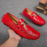 Boat Men's Classic Drive Casual Leather Comfy  Loafers Shoes Bright Color Loafers MartLion 92Red- 36 