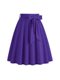 Women Summer Midi Long Skirt Solid Elegant Waist MartLion PURPLE S 