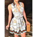 Women's V-neck Bandage Dress frock MartLion   