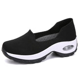 Platform Shoes Sneakers Women Running Breathable Mesh Slip-On Sports MartLion Black 42 