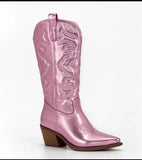 Women Cowboy Short Ankle Boots Chunky Heel Cowgirl Boots Embroidered Mid Calf Western MartLion Pink 43 
