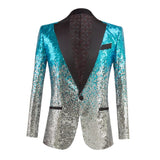 Black Sequin One Button Shawl Collar Suit Jacket Men's Bling Glitter Nightclub Prom DJ Blazer Jacket Stage Clothes for Singers MartLion SKY BLUE US 36R XS CHINA