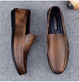 Men's Retro Brown Loafers Luxury Shoes Slip on Shoes Genuine Leather All-match Flats MartLion   