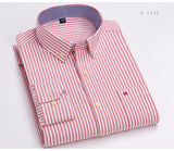 Men's100% Cotton Long Sleeve Button Down Check Shirt Single Chest Pocket Work Casual Standard-fit Plaid Striped Oxford Mart Lion   