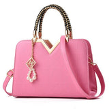 Summer Handbag Women Multi-Pocket Zipper Shoulder Bag PU Leather Female Crossody Bag Purse Mart Lion Pink  NB97 28.5x12x20cm 