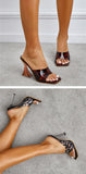 Leopard Grain PVC Transparent Slippers Women Slides Mules Gladiator Jelly Sandals Summer Open Toe Clear High Heels Shoes Mart Lion   